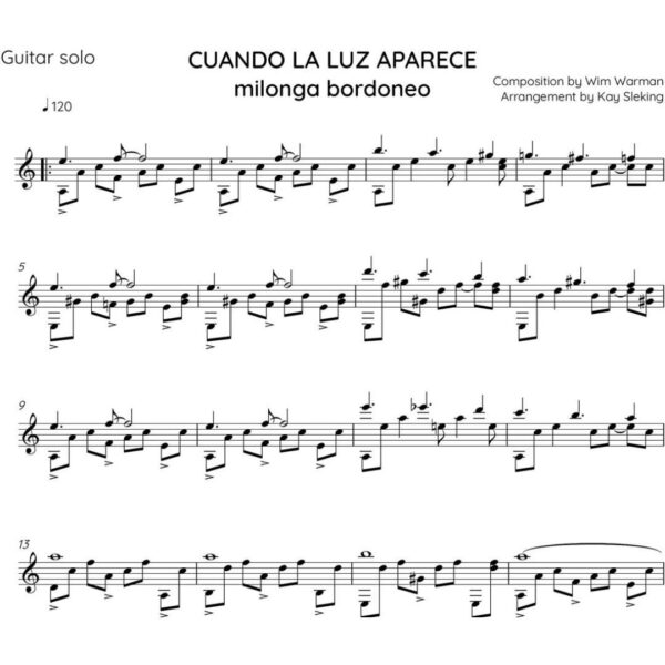 Bladmuziek: Cuando la luz aparece Gitaarsolo