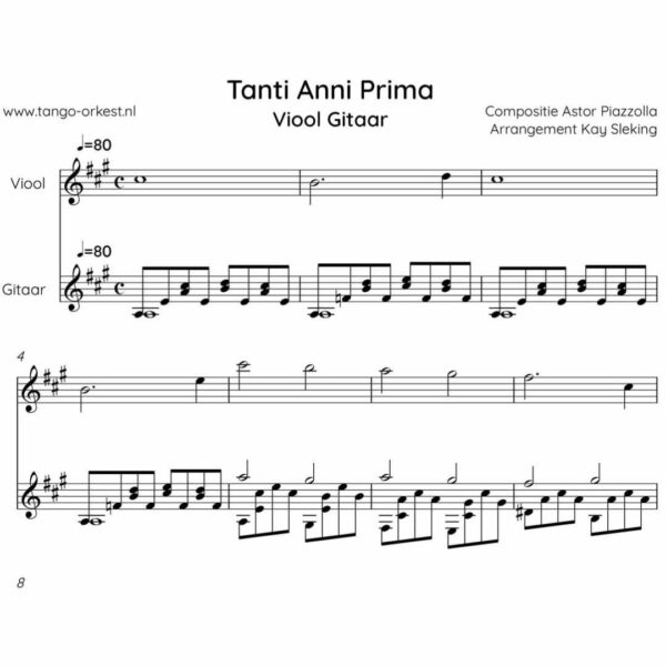 Bladmuziek: Tanti Anni Prima - Viool & Gitaar