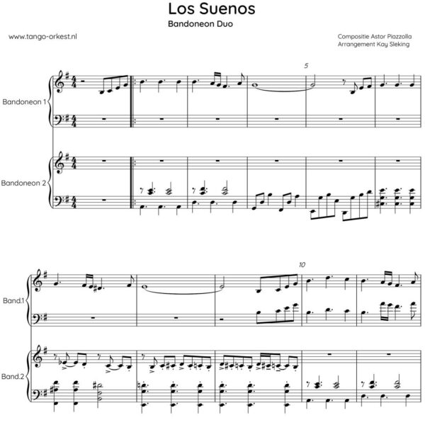 Bladmuziek: Los Suenos Bandoneon Duo
